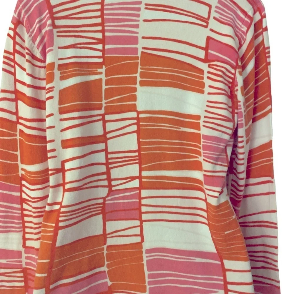 J McLaughlin Knit Cotton Top - M orange , pink ,cream , cotton modal spandex